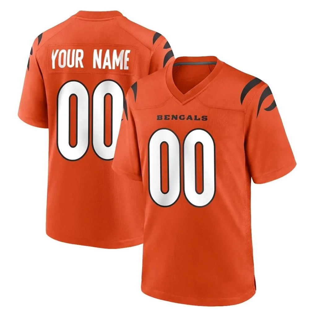 Choea Custom C.Bengals Orange Home Game Any Name & Numbers Stitched Jerseys