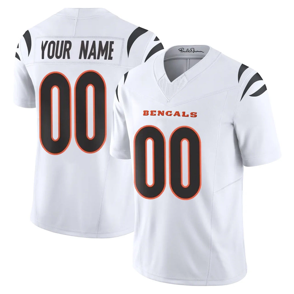 Choea Custom C.Bengals White Vapor F.U.S.E. Limited Home Game Any Name & Numbers Stitched Jerseys
