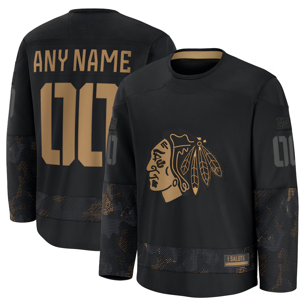 Choea Custom C.Blackhawks Black 2024 Military Appreciation Practice Jerseys