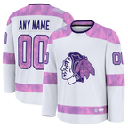 Choea Custom C.Blackhawks White 2024 Hockey Fights Cancer Practice Jerseys