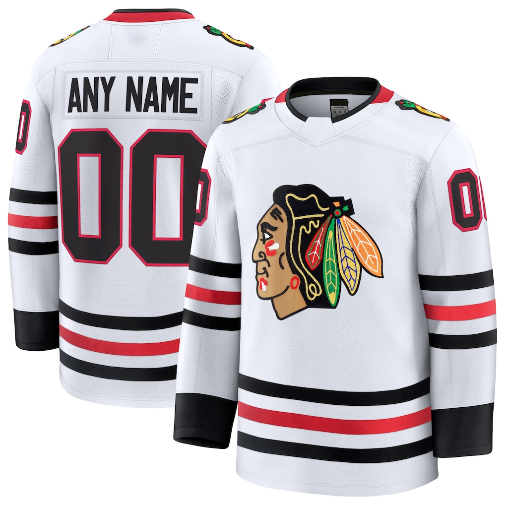 Choea Custom C.Blackhawks White Away Premium Jerseys