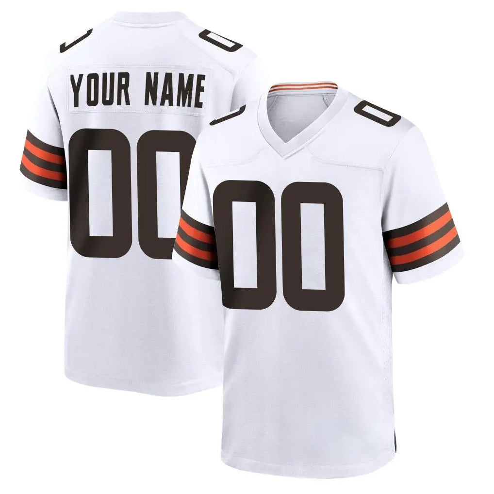 Choea Custom C.Browns White Home Game Any Name & Numbers Stitched Jerseys