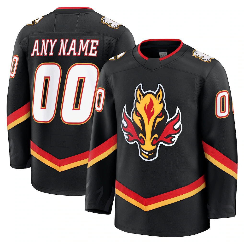 Choea Custom C.Flames Black Alternate Premium Jerseys