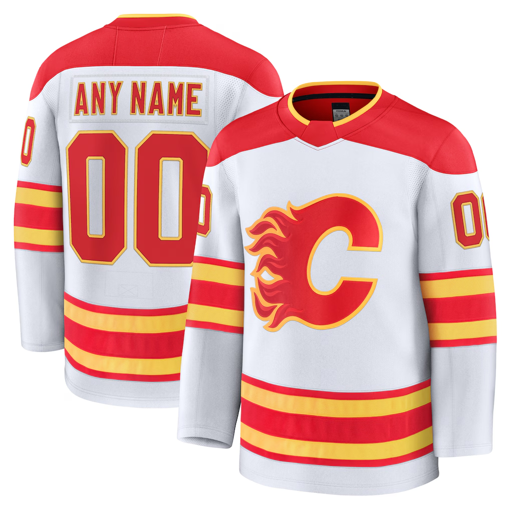 Choea Custom C.Flames White Away Premium Jerseys