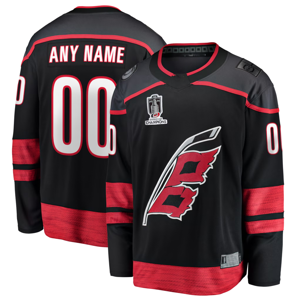 Choea Custom C.Hurricanes Black 2026 Stanley Cup Champions Home Breakaway Custom Stitched Jerseys