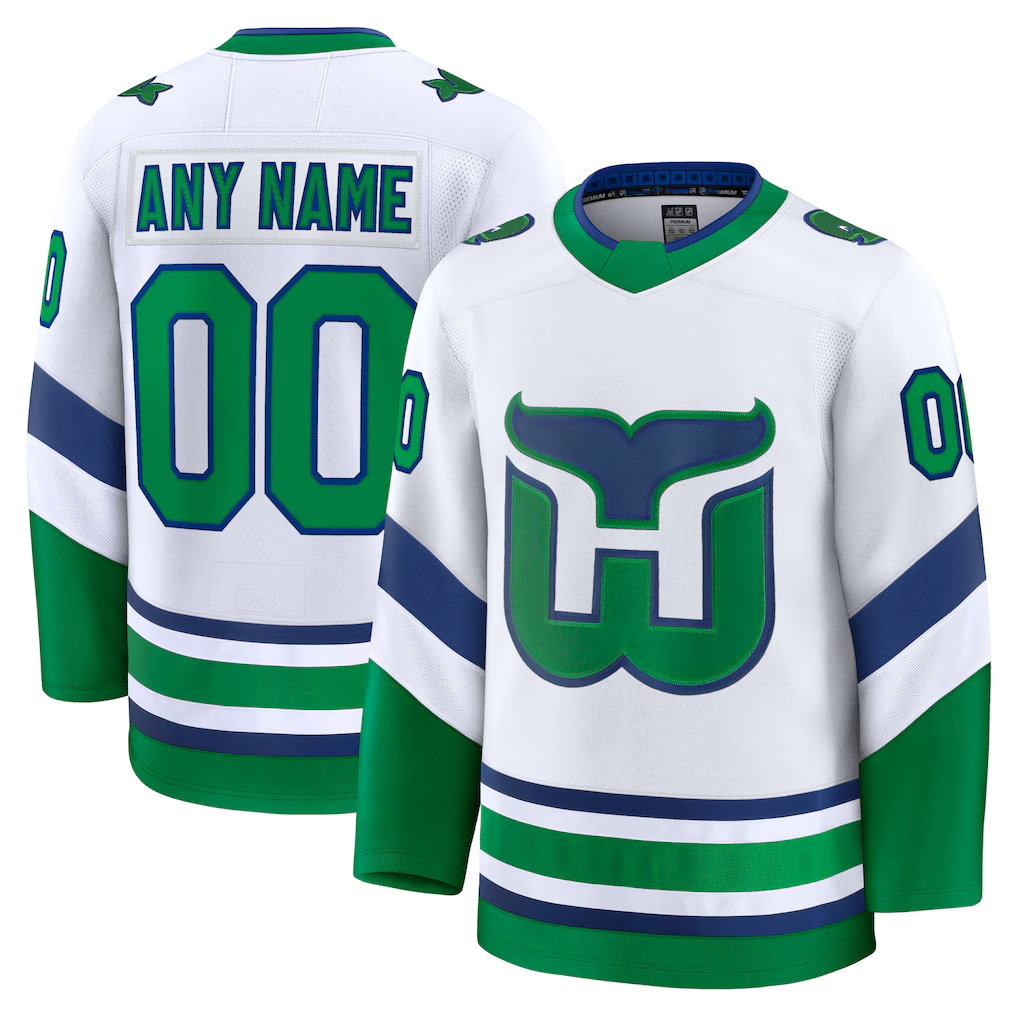 Choea Custom C.Hurricanes White Throwback Premium Stitched Jerseys