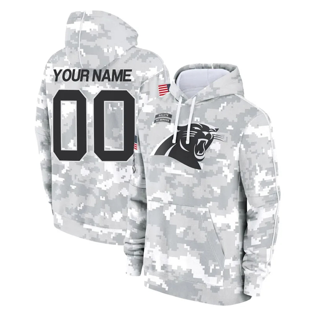 Choea Custom C.Panthers Arctic Camo Salute to Service Pullover Hoodies Any Name & Numbers Stitched Jerseys