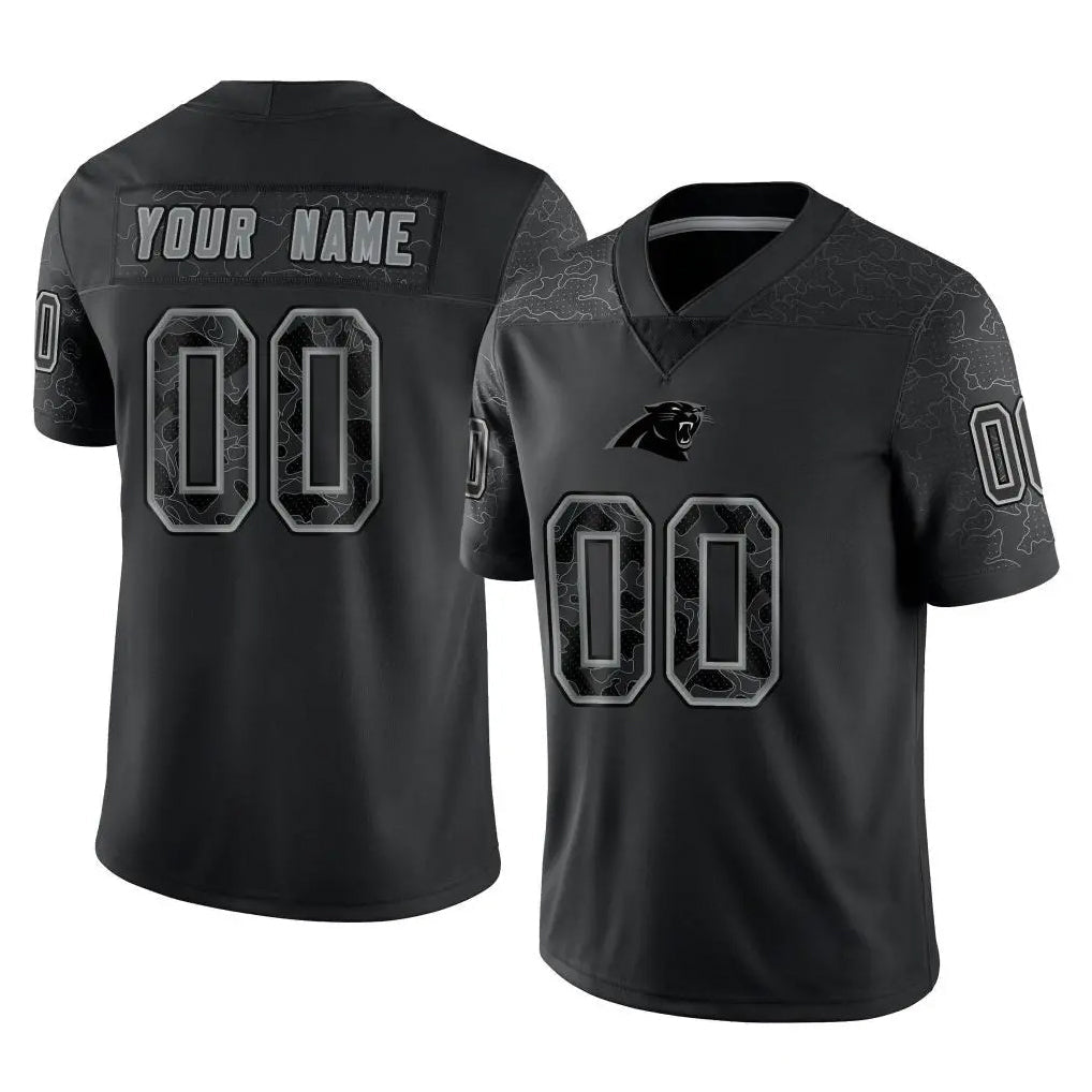 Choea Custom C.Panthers Black Limited Reflective Game Any Name & Numbers Stitched Jerseys