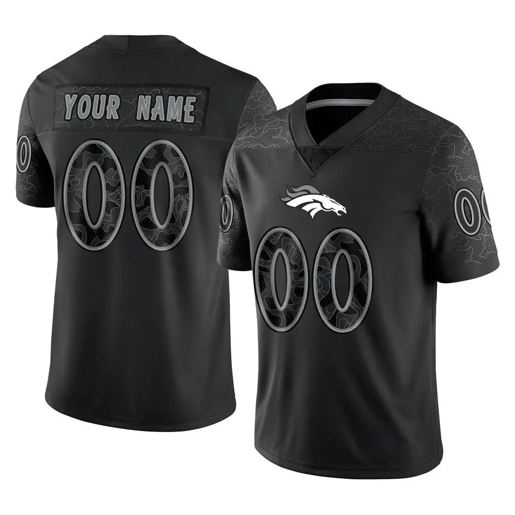 Choea Custom D.Broncos Black Reflective Limited Any Name & Numbers Stitched Jerseys