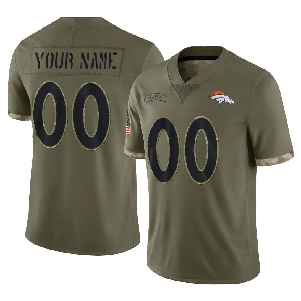 Choea Custom D.Broncos Olive Salute To Service Limited Any Name & Numbers Stitched Jerseys