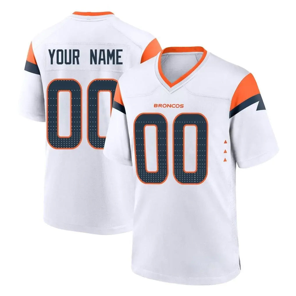 Choea Custom D.Broncos White Home Game Any Name & Numbers Stitched Jerseys