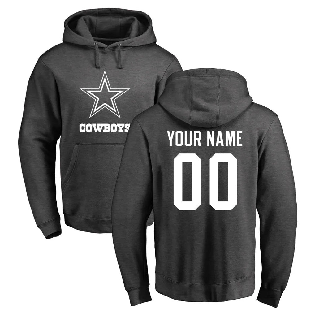 Choea Custom D.Cowboys Ash One Color Pullover Hoodie Limited Any Name & Numbers Stitched Jerseys