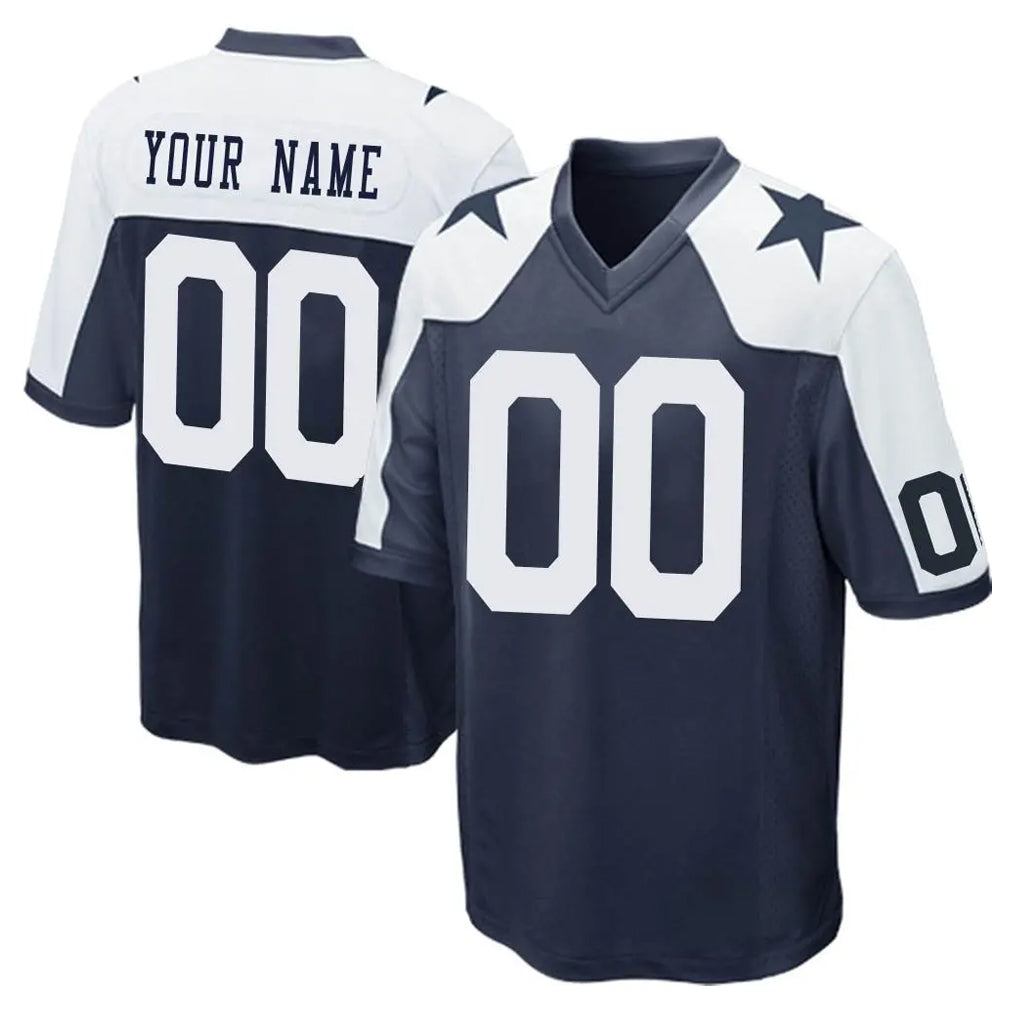 Choea Custom D.Cowboys Navy-White Alternate Home Game Any Name & Numbers Stitched Jerseys