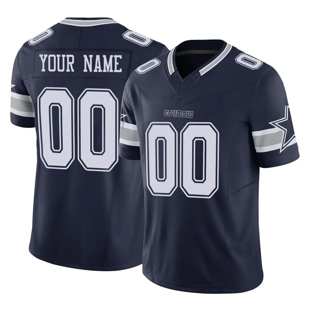 Choea Custom D.Cowboys Navy Limited Vapor F.U.S.E. Home Game Any Name & Numbers Stitched Jerseys