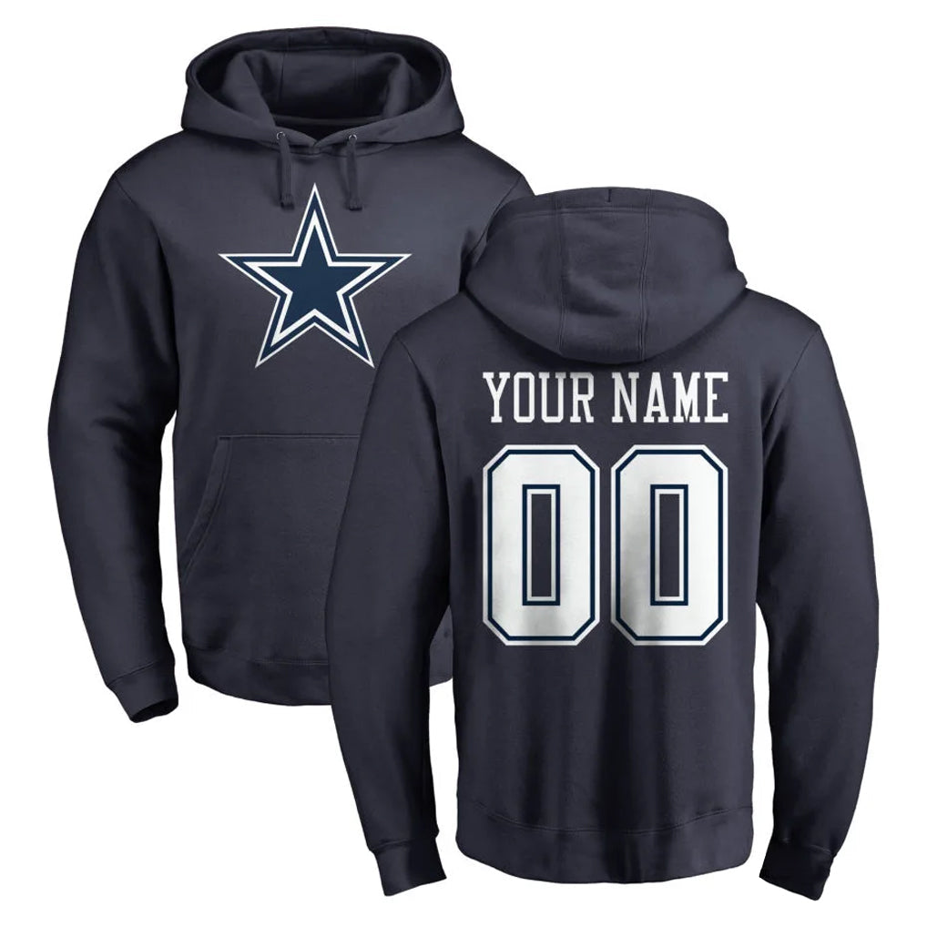 Choea Custom D.Cowboys Navy Pullover Hoodies Limited Any Name & Numbers Stitched Jerseys