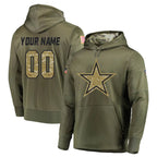 Choea Custom D.Cowboys Olive Salute to Service Pullover Hoodies Home Game Any Name & Numbers Stitched Jerseys