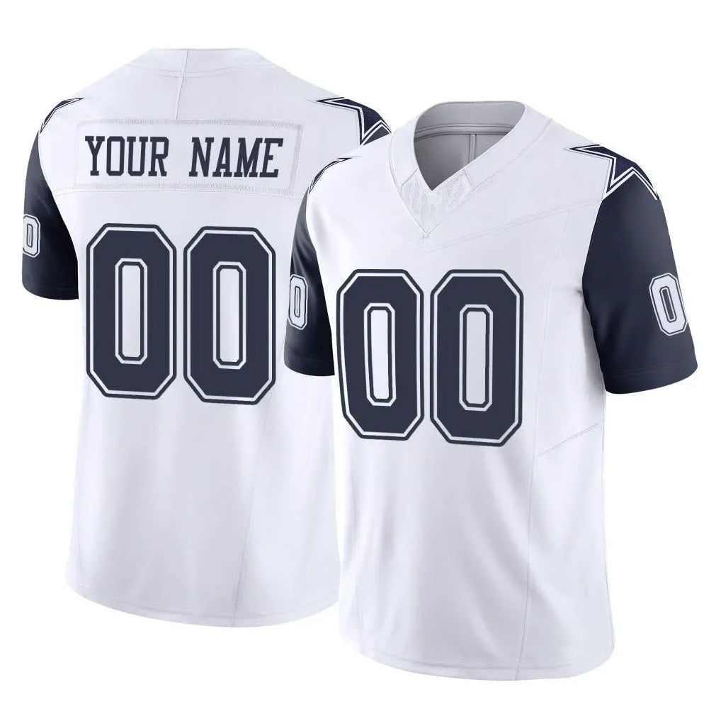 Choea Custom D.Cowboys White-Navy Limited Vapor F.U.S.E. Home Game Any Name & Numbers Stitched Jerseys