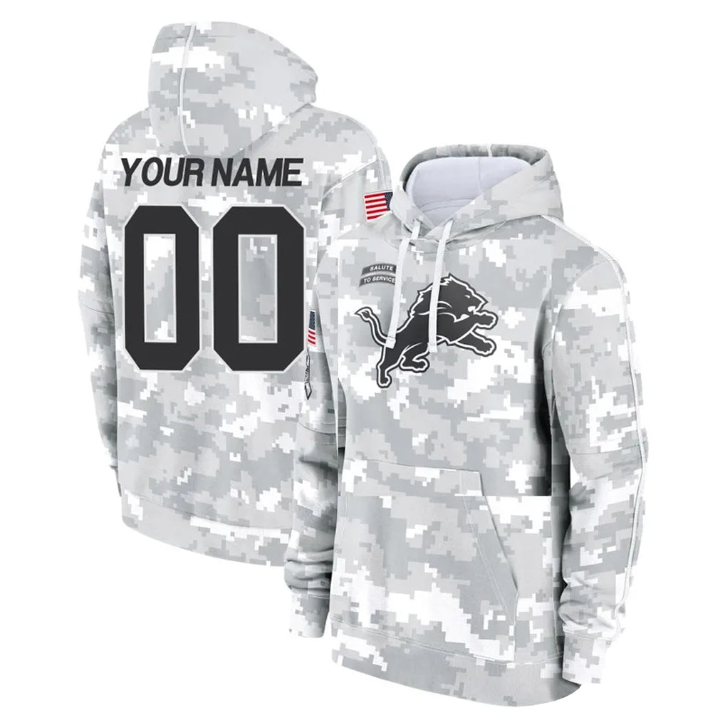Choea Custom D.Lions Arctic Camo Salute to Service Hoodies Limited Game Any Name & Numbers Stitched Jerseys