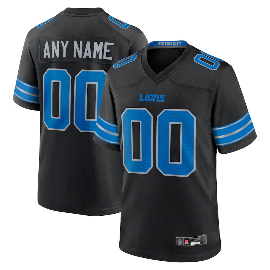 Choea Custom D.Lions Black Home Game Stitched Jerseys