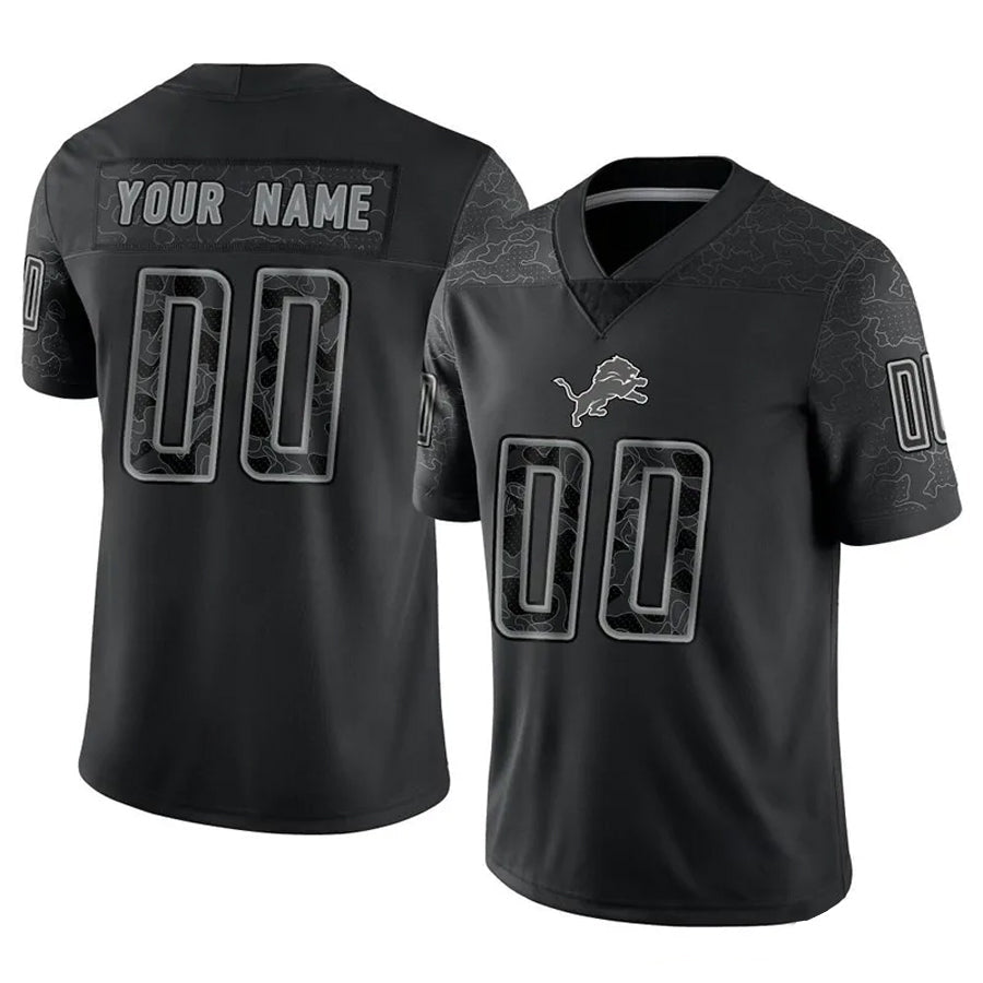 Choea Custom D.Lions Black RFLCTV Limited Stitched Jerseys
