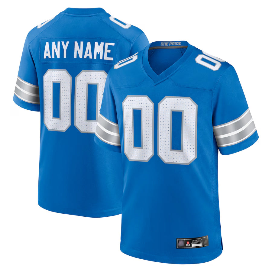 Choea Custom D.Lions Blue Home Game Stitched Jerseys