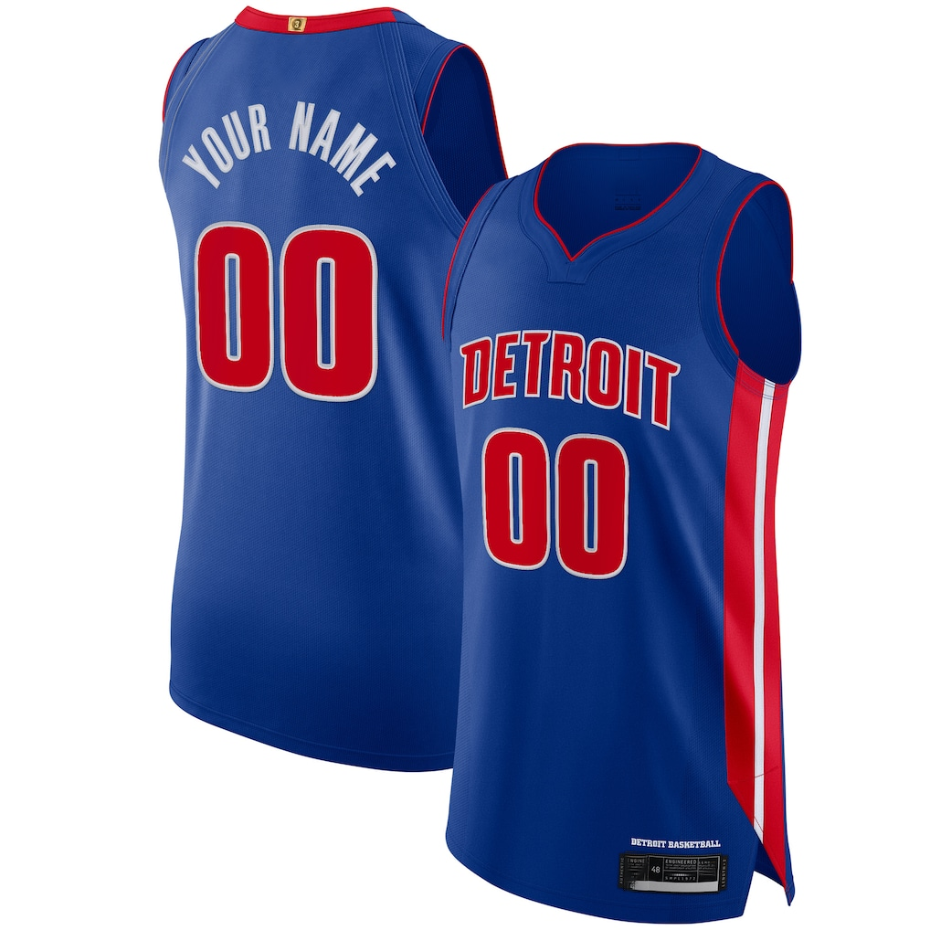 Choea Custom D.Pistons Blue Authentic Jerseys - Icon Edition