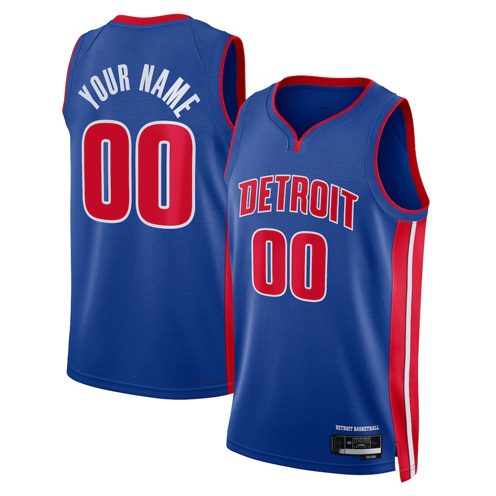 Choea Custom D.Pistons Blue Swingman Jerseys - Icon Edition