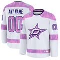 Choea Custom D.Stars White 2024 Hockey Fights Cancer Practice Jerseys