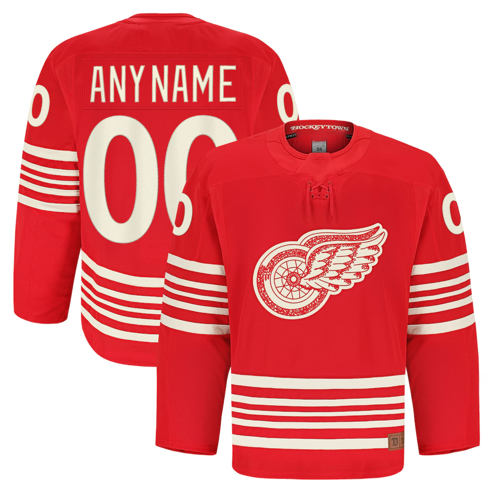 Choea Custom D.Red wings Red Anniversary Authentic Pro Jerseys