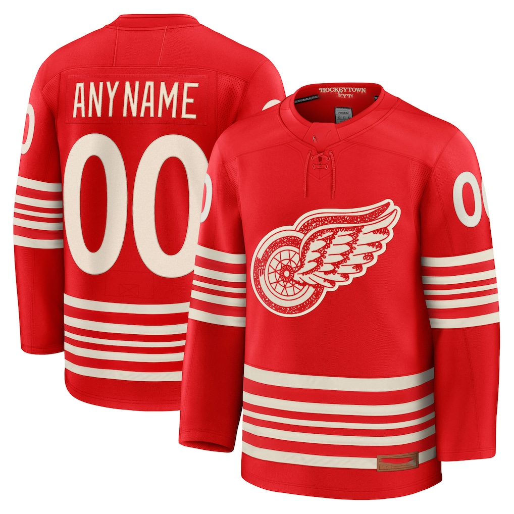 Choea Custom D.Red wings Red Centennial Premium Jerseys