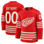 Choea Custom D.Red wings Red Centennial Premium Jerseys
