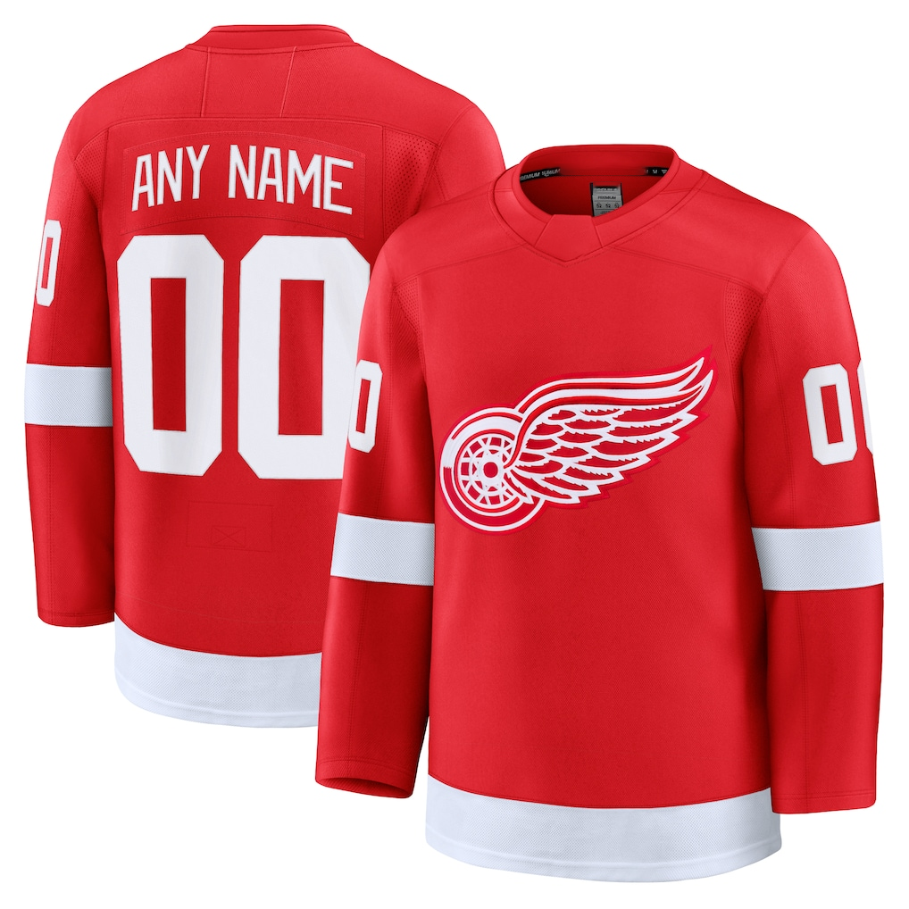 Choea Custom D.Red wings Red Home Premium Jerseys