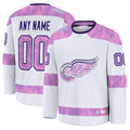 Choea Custom D.Red wings White 2024 Hockey Fights Cancer Practice Jerseys