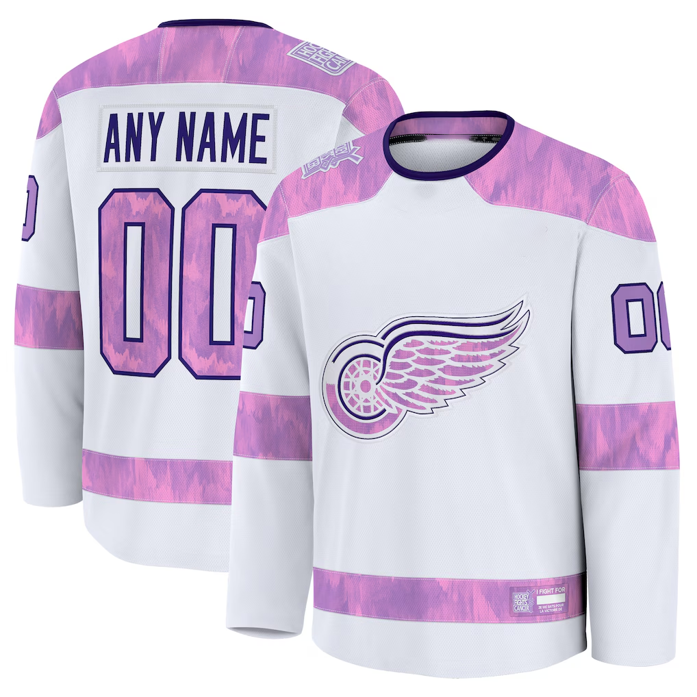 Choea Custom D.Red wings White 2024 Hockey Fights Cancer Practice Jerseys