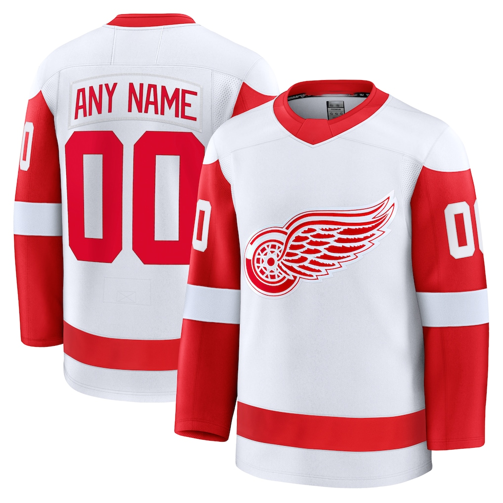 Choea Custom D.Red wings White Away Premium Jerseys