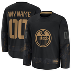 Choea Custom E.Oilers Black 2024 Military Appreciation Practice Jerseys