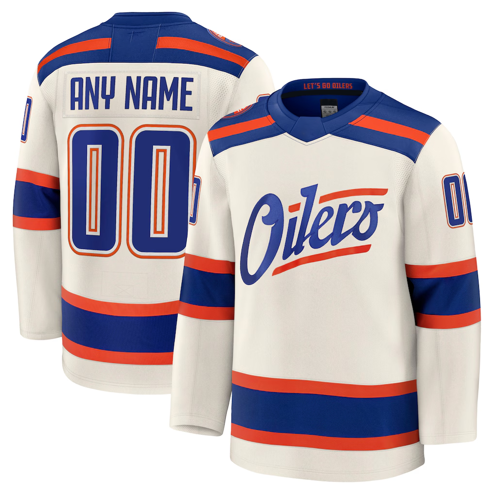 Choea Custom E.Oilers Light Beige Alternate Premium Jerseys
