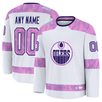 Choea Custom E.Oilers White 2024 Hockey Fights Cancer Practice Jerseys