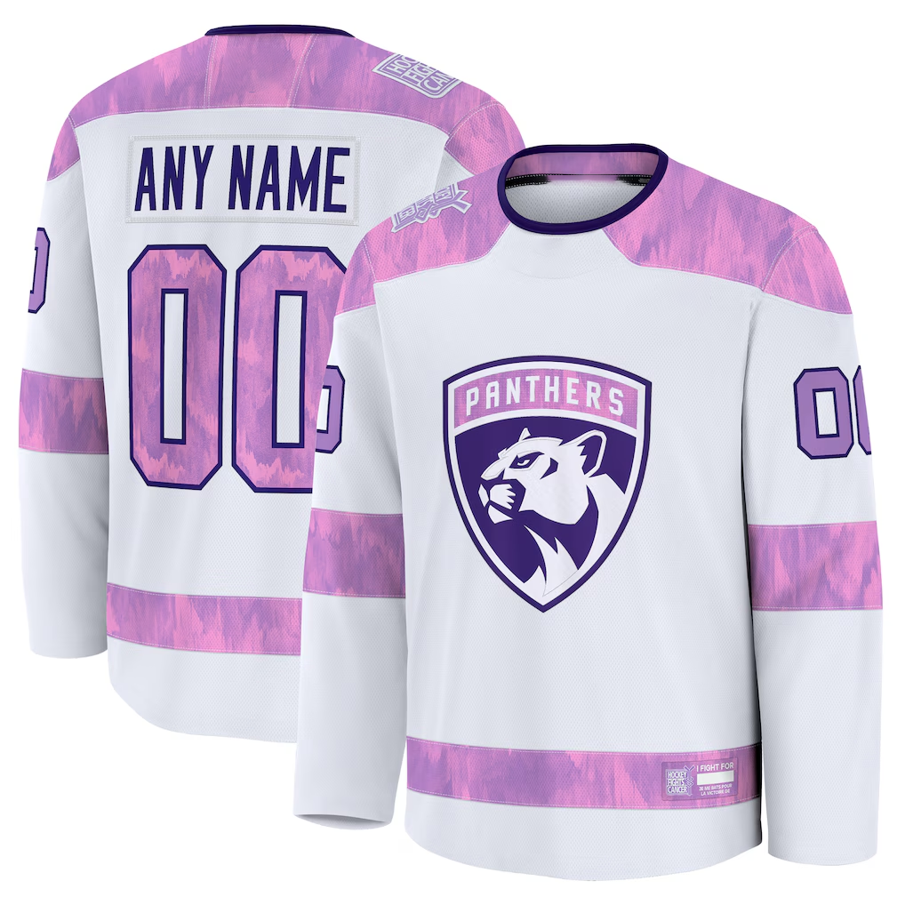 Choea Custom F.Panthers White 2024 Hockey Fights Cancer Practice Jerseys