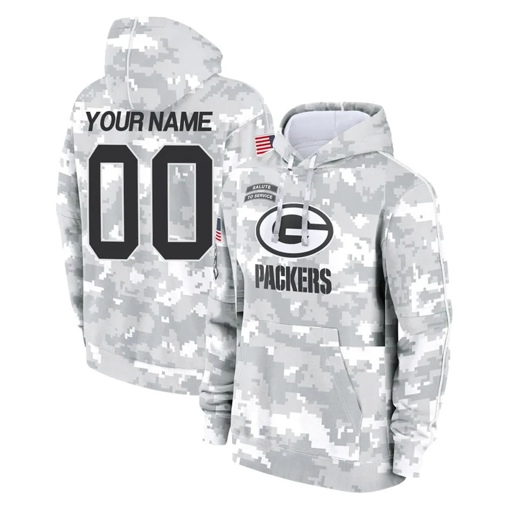 Choea Custom GB.Packers Arctic Camo Salute to Service Hoodies Limited Game Any Name & Numbers Stitched Jerseys