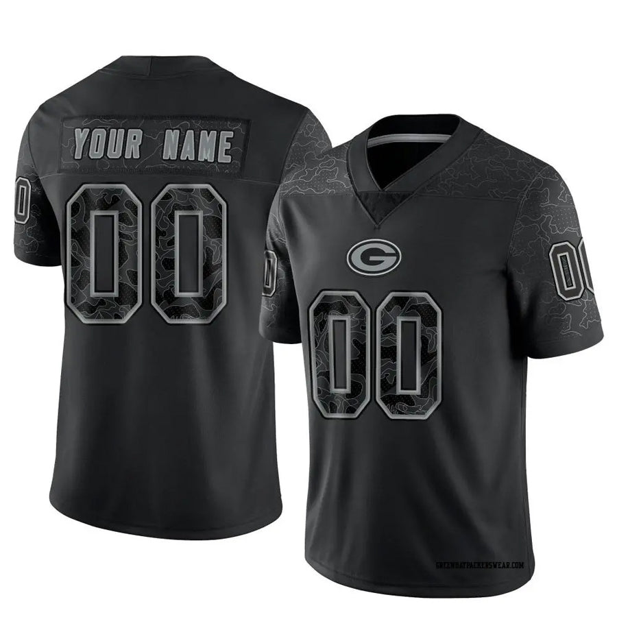 Choea Custom GB.Packers Black REFLECTIVE Limited Stitched Jerseys