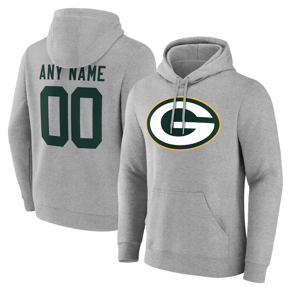 Choea Custom GB.Packers Gray Circuit Logo Pullover Hoodies Limited Game Any Name & Numbers Stitched Jerseys
