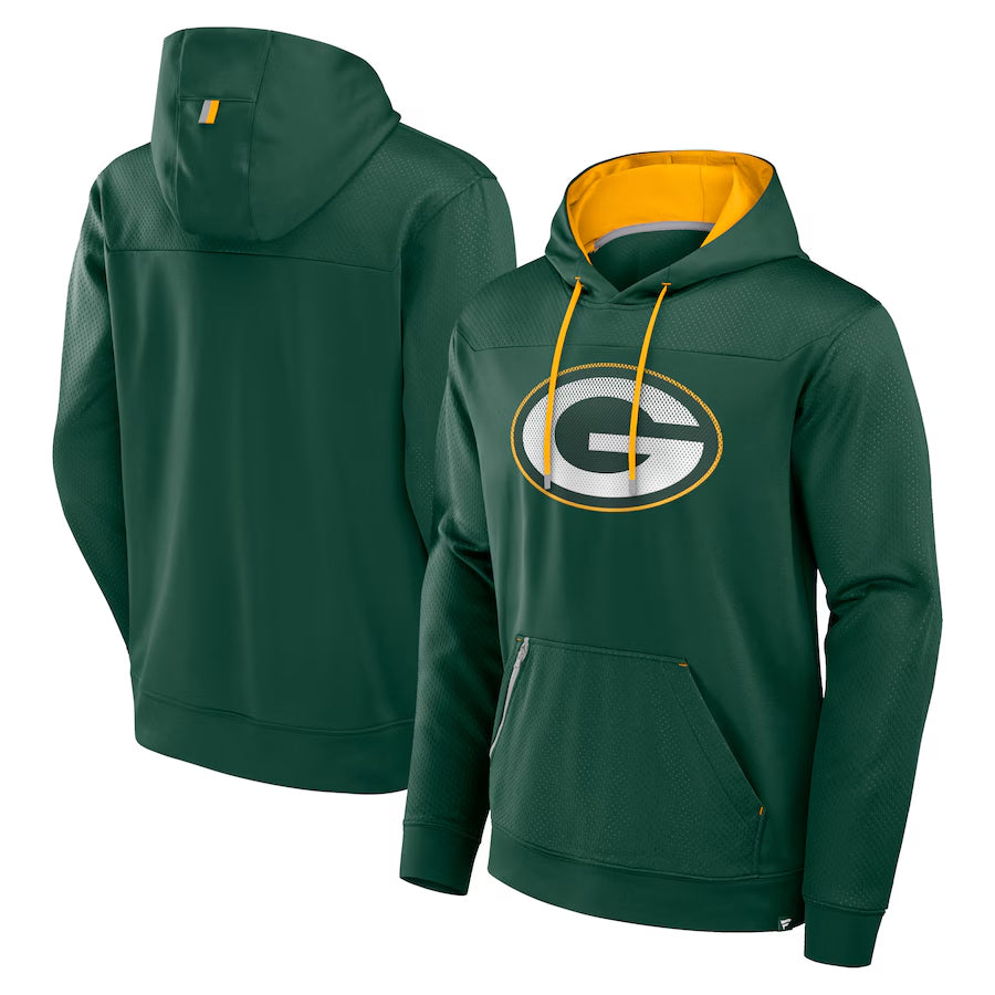 Choea Custom GB.Packers Green Defender Pullover Hoodie Game Stitched Jerseys