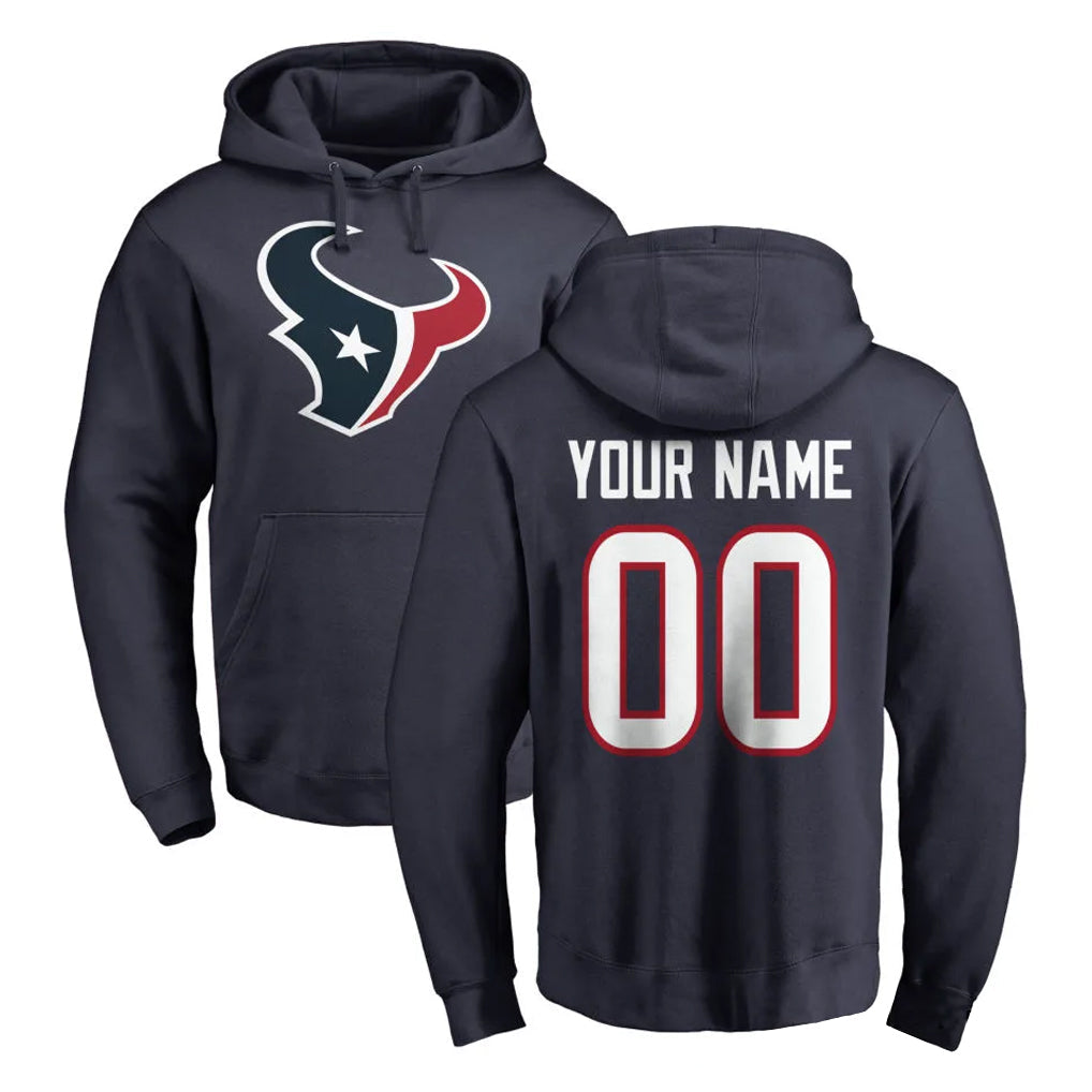 Choea Custom H.Texans Navy Pro Line Pullover Hoodie Limited Game Any Name & Numbers Stitched Jerseys