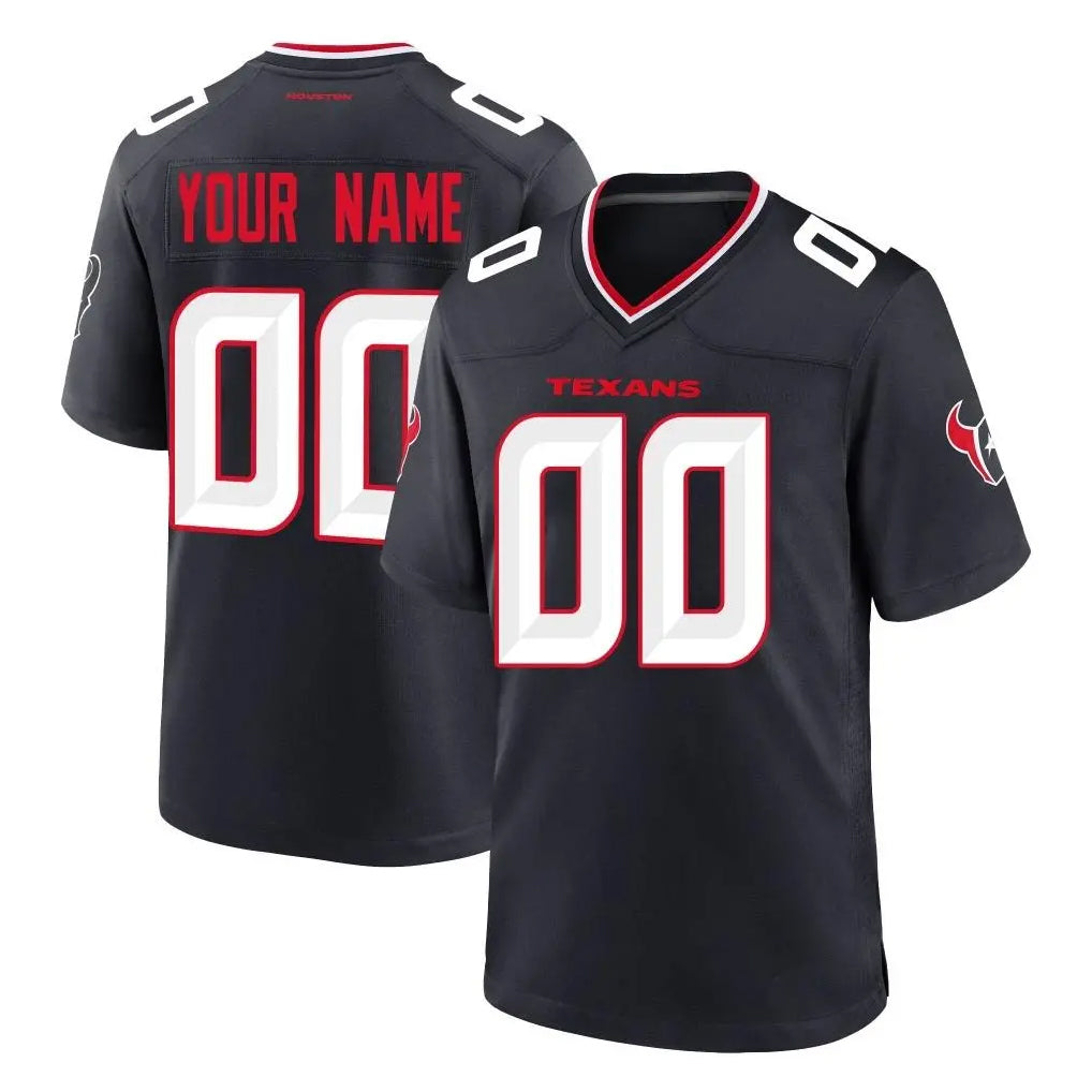 Choea Custom H.Texans Navy Team Home Game Any Name & Numbers Stitched Jerseys