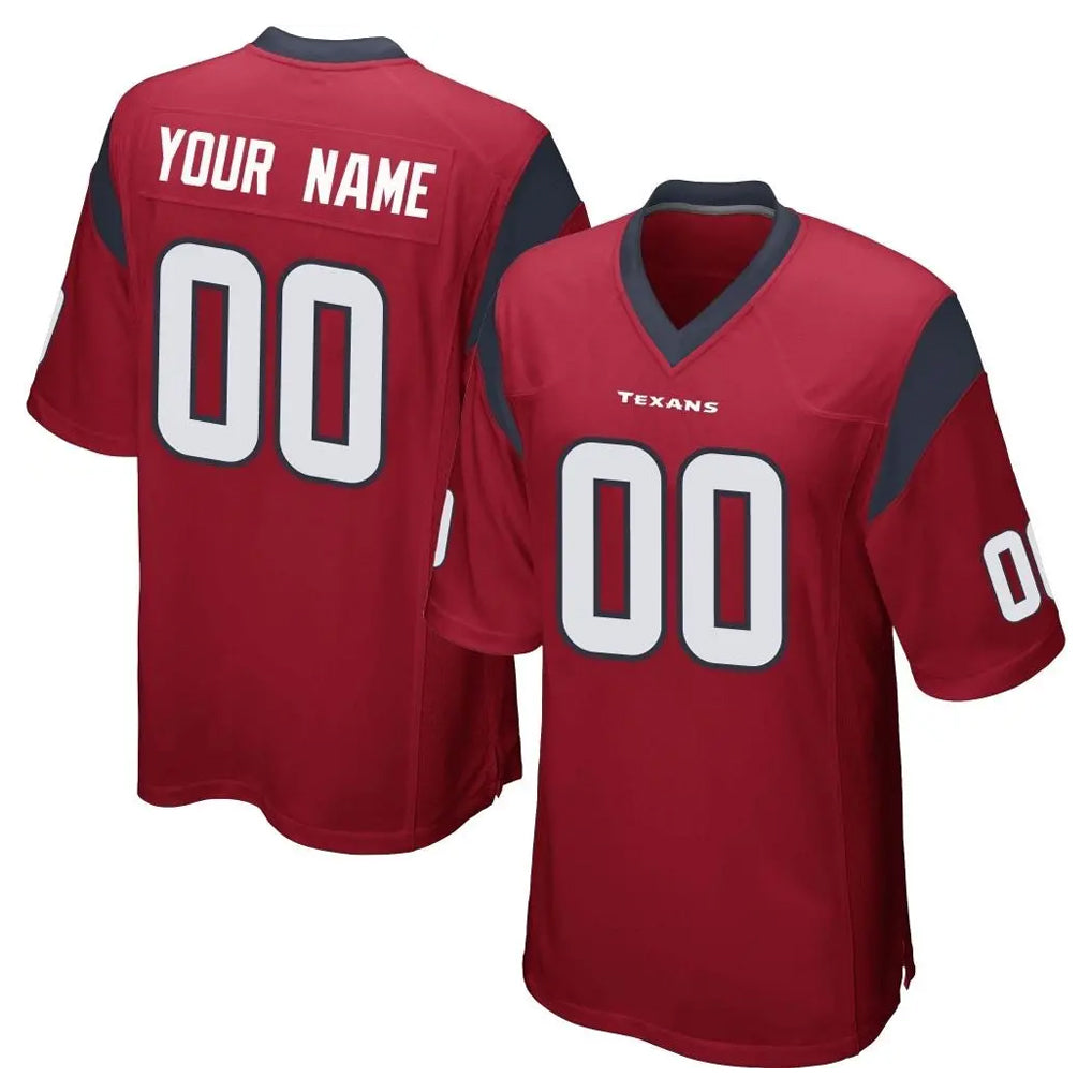 Choea Custom H.Texans Red Home Game Any Name & Numbers Stitched Jerseys