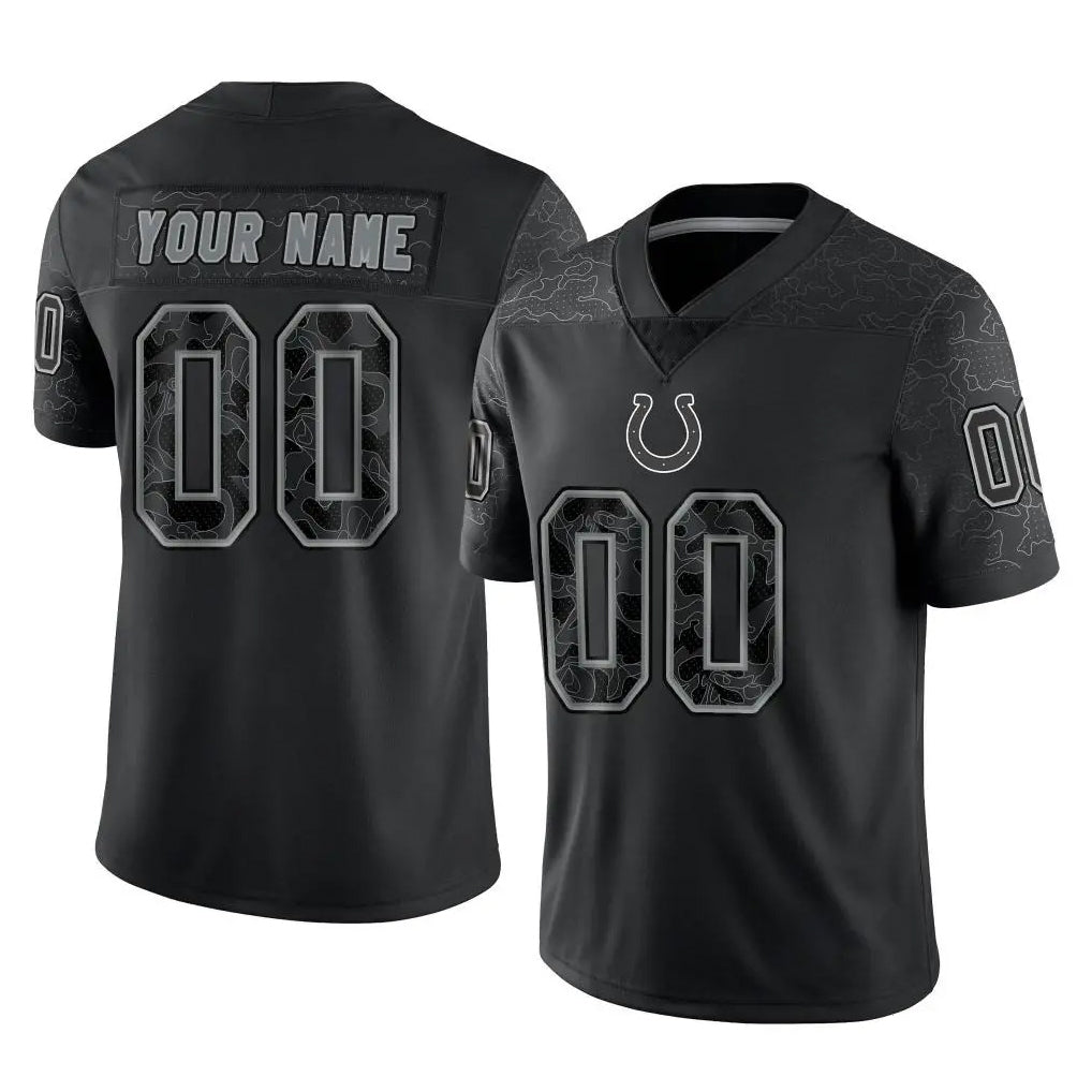 Choea Custom IN.Colts Black Reflective Limited Game Any Name & Numbers Stitched Jerseys