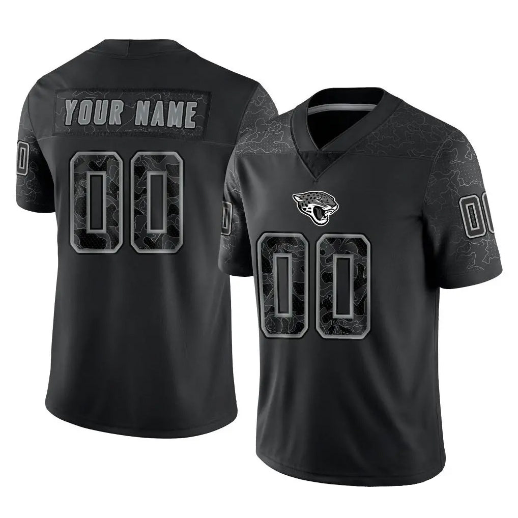 Choea Custom J.Jaguars Black Reflective Limited Game Any Name & Numbers Stitched Jerseys
