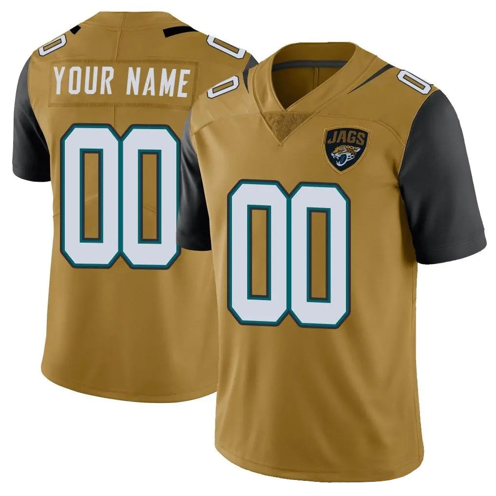 Choea Custom J.Jaguars Gold Vapor Limited Home Game Any Name & Numbers Stitched Jerseys