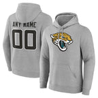 Choea Custom J.Jaguars Gray Pullover Hoodies Any Name & Numbers Limited Stitched Jerseys